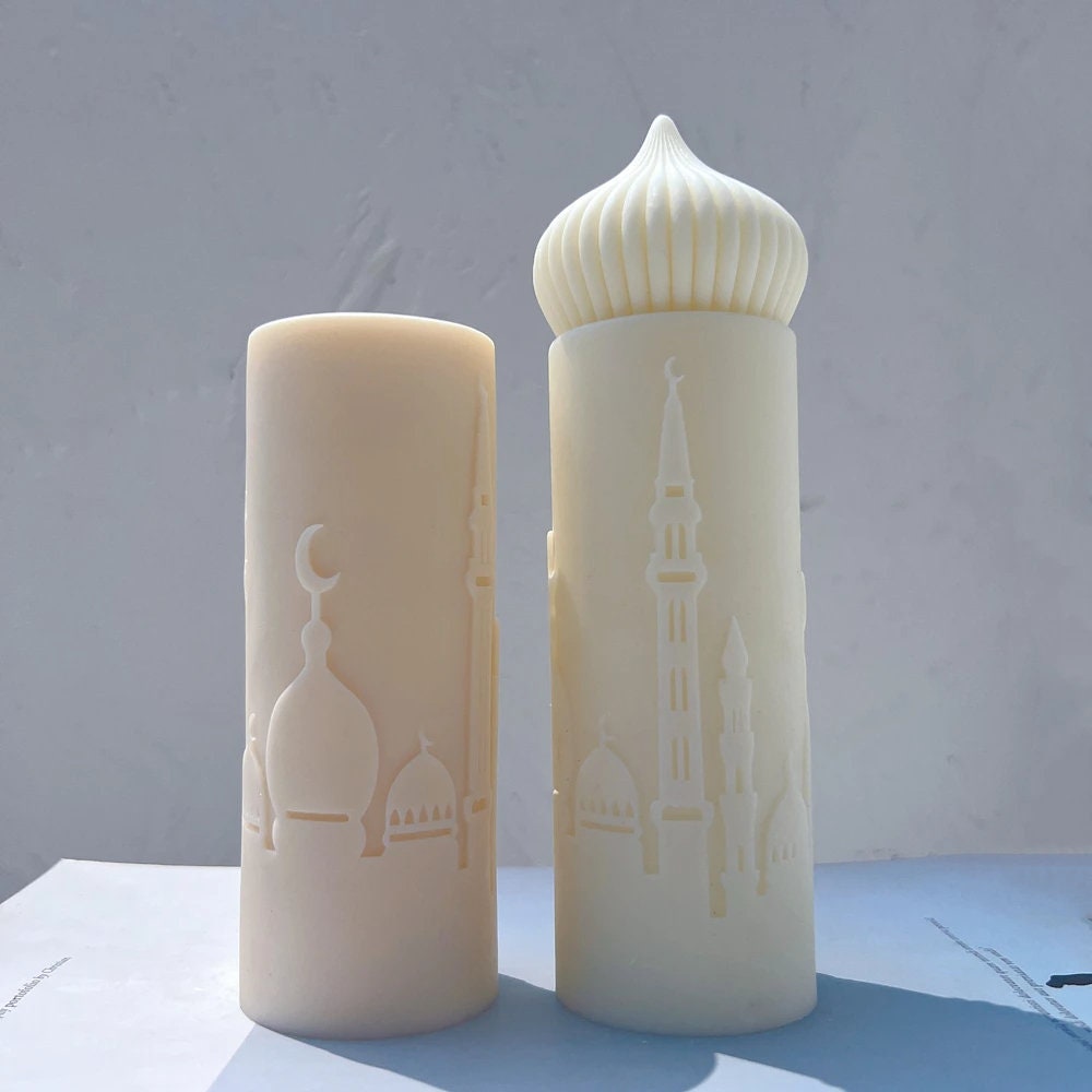 Islamic Mosque Silhouette Pillar Candle Silicone Mold