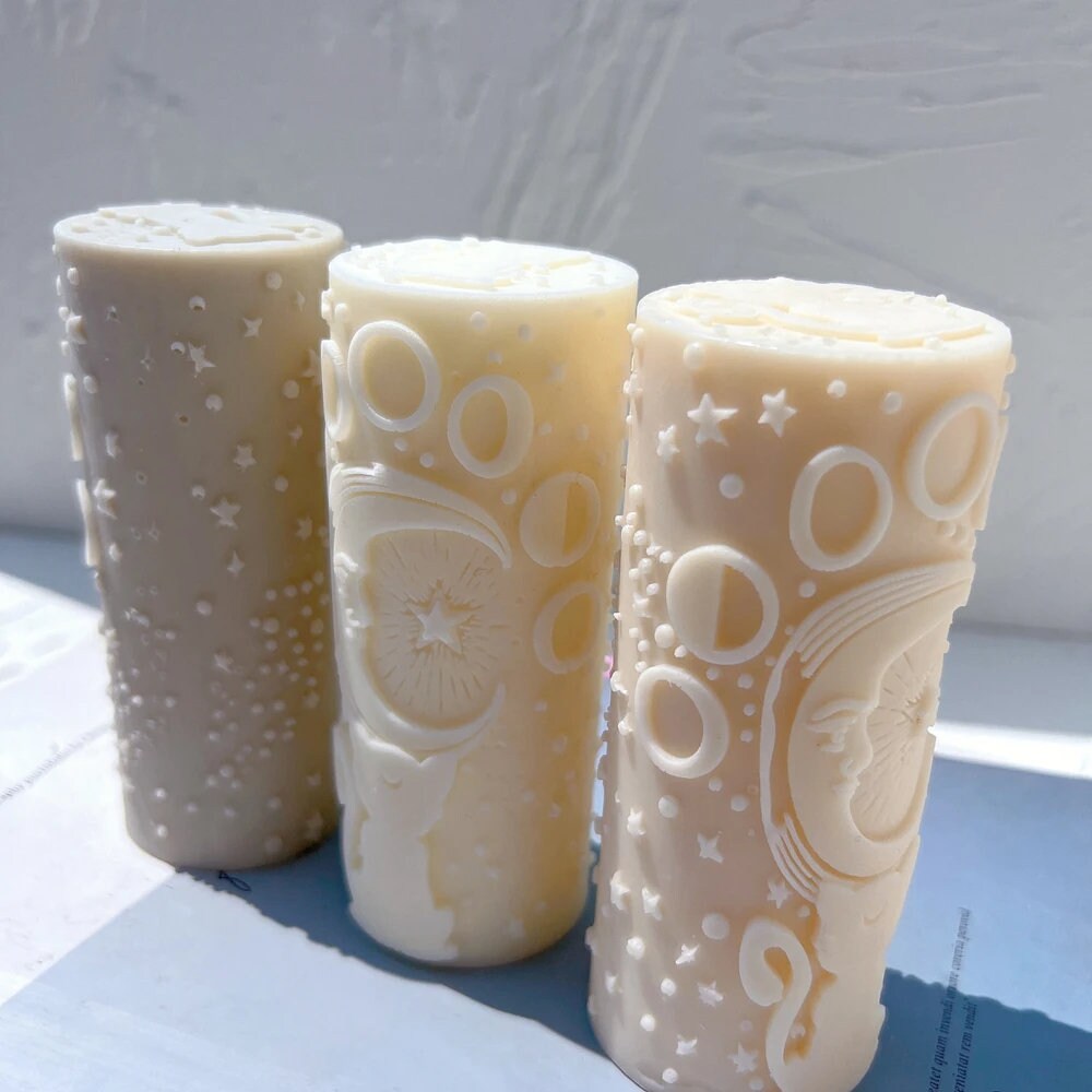 Cat Moon and Star Pillar Candle Mold