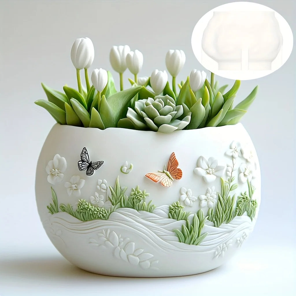 Beautiful Butterflies Succulent Plant Pot Mold Casting