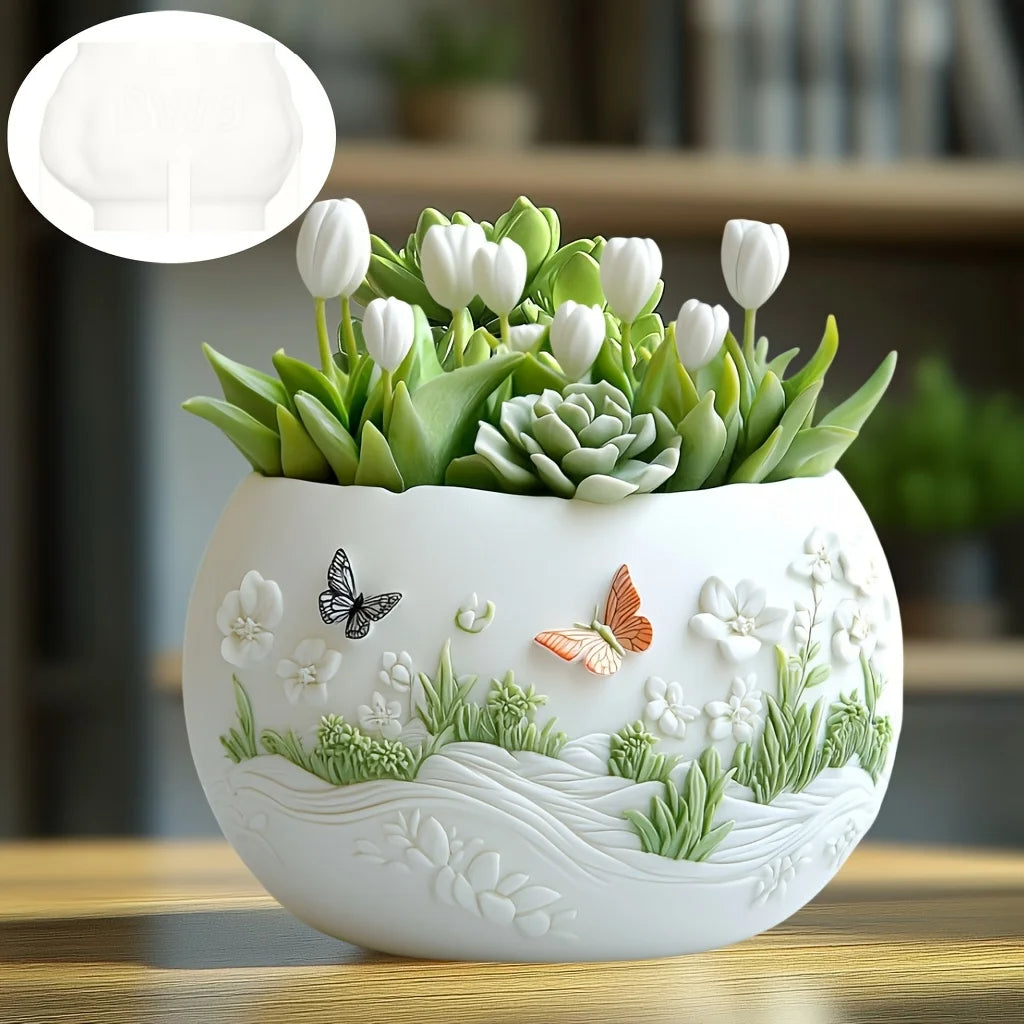 Beautiful Butterflies Succulent Plant Pot Mold Casting