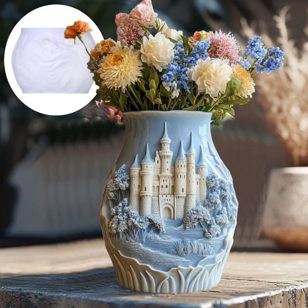 Beautiful Castle Flower Vase Pot Mold Casting