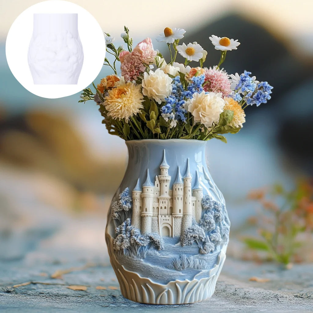 Beautiful Castle Flower Vase Pot Mold Casting