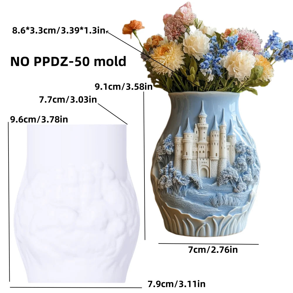 Beautiful Castle Flower Vase Pot Mold Casting