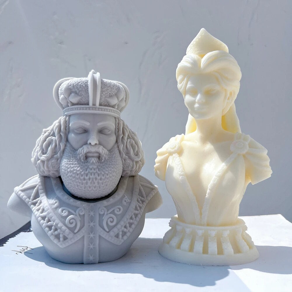 King and Queen Greeek Statue Silicone Candle Mold