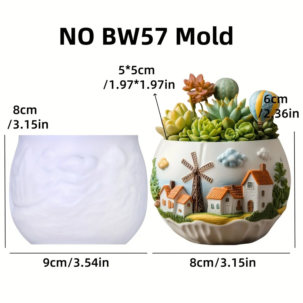Windmill House Succulent Plant Pot Mold Casting