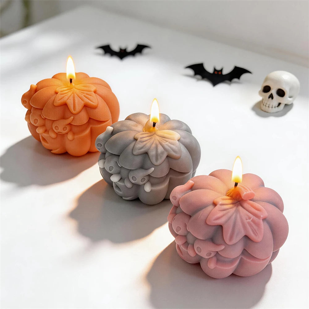 Stacked Pumpkin & Ghost Skeleton Silicone Mold
