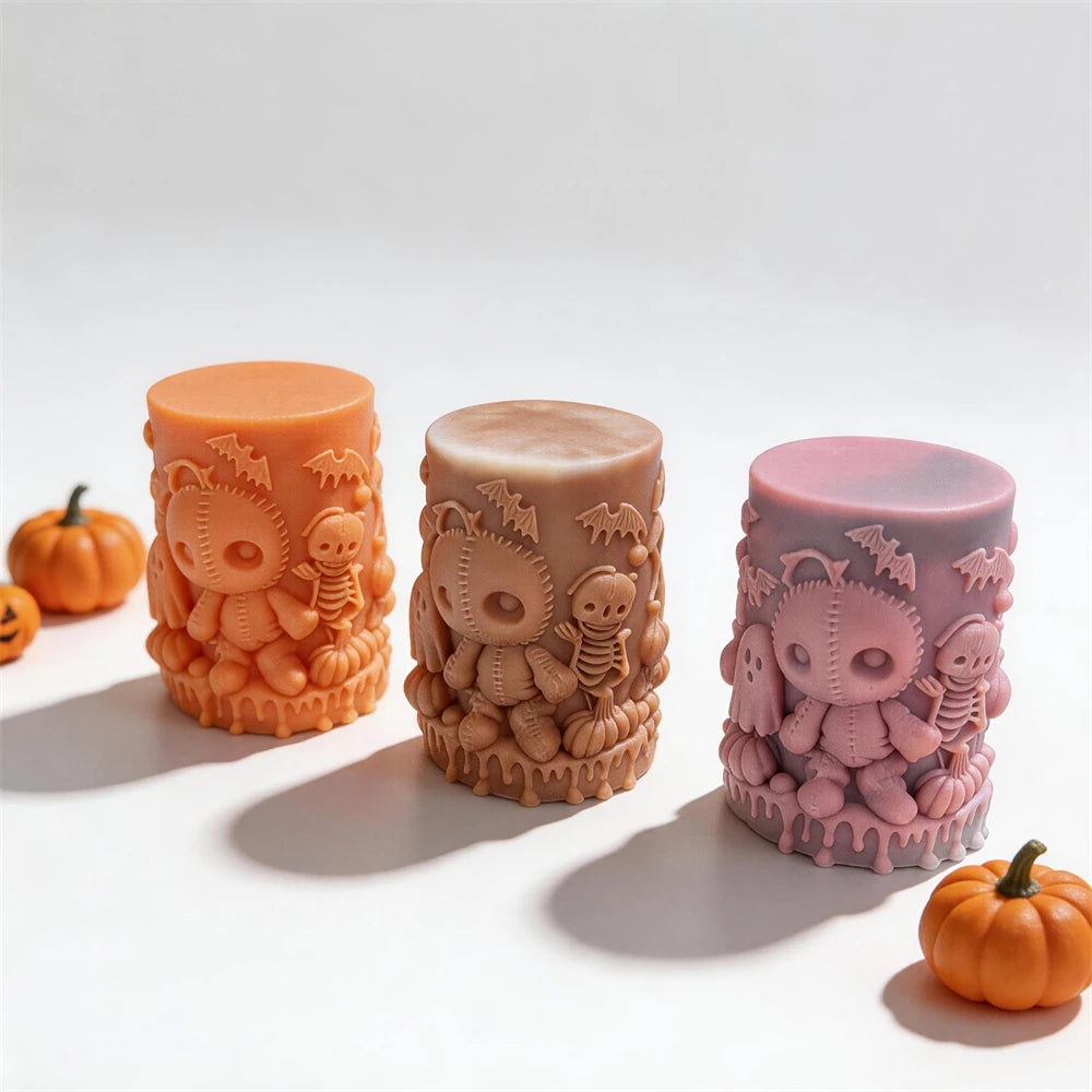 Halloween Skeleton and Ghost Pillar Silicone Mold