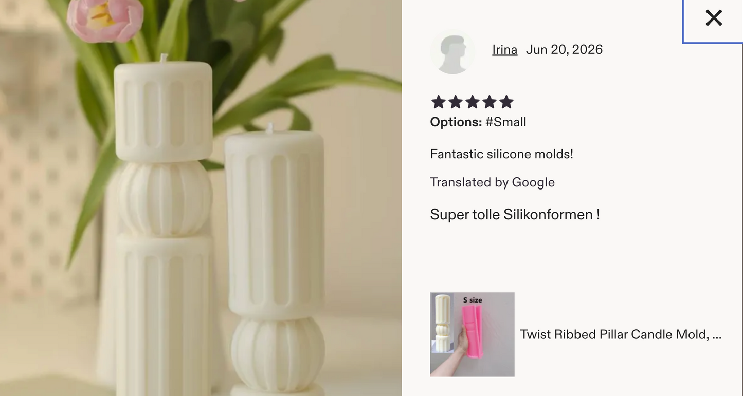 Twist Ribbed Pillar Candle Mold