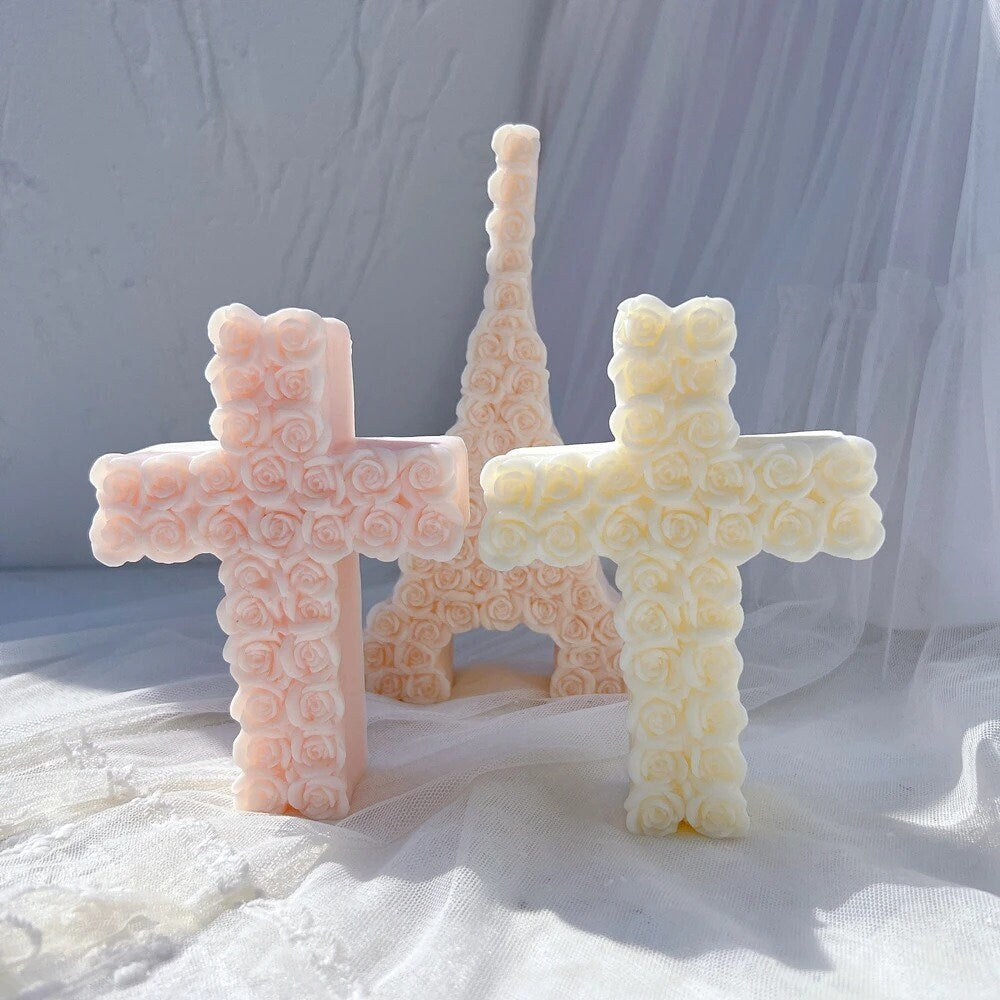 Rose Cross Silicone Candle Mold