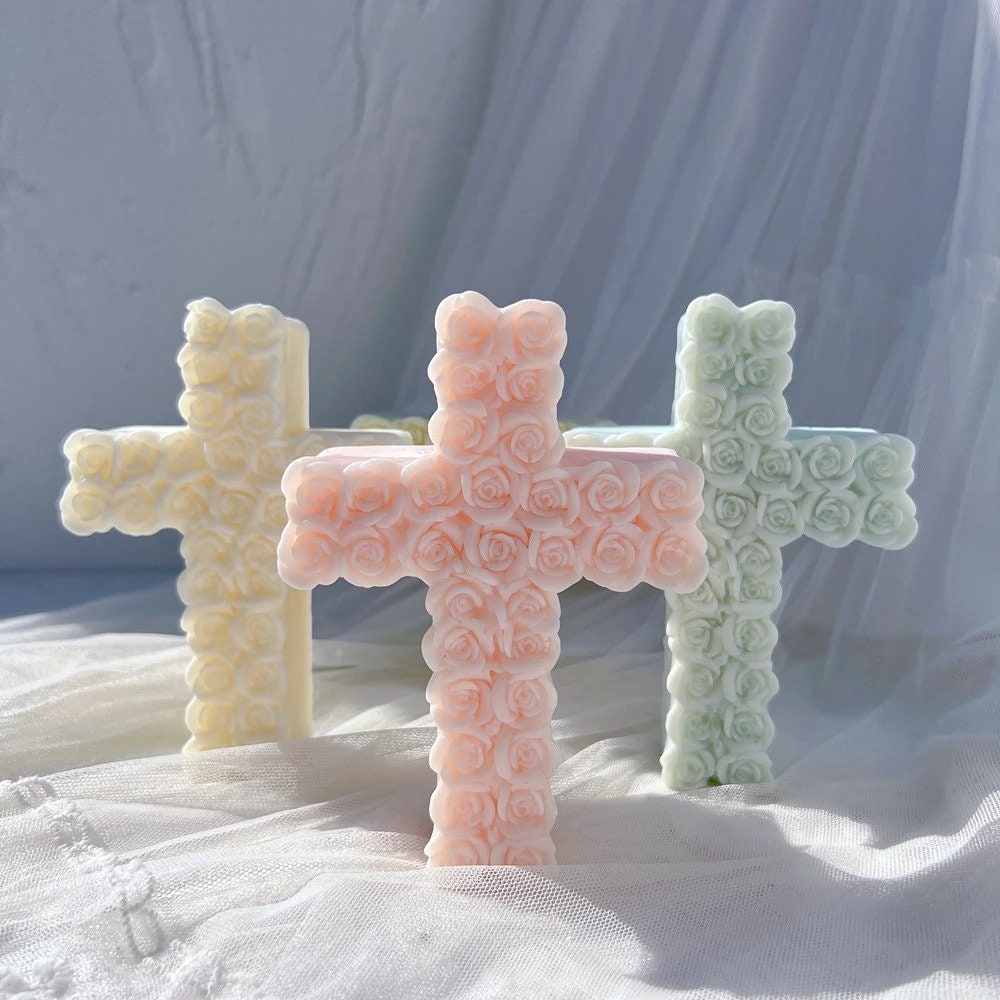 Rose Cross Silicone Candle Mold