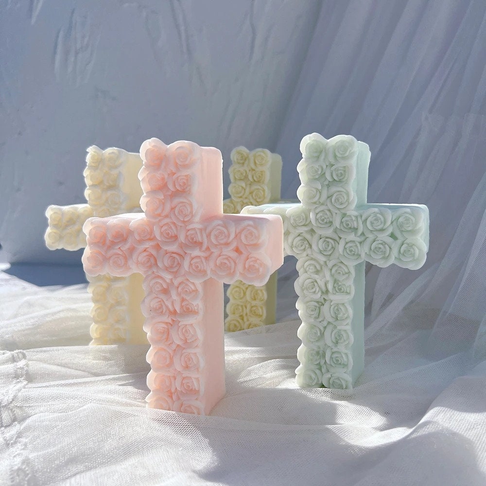 Rose Cross Silicone Candle Mold