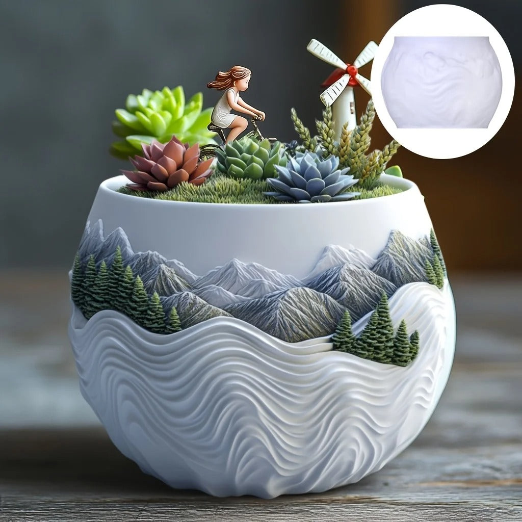 Mountain Succulent Pot Mold Casting