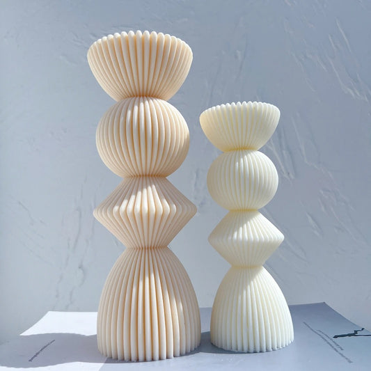 Ribbed Pillar Candle Silicone Mold