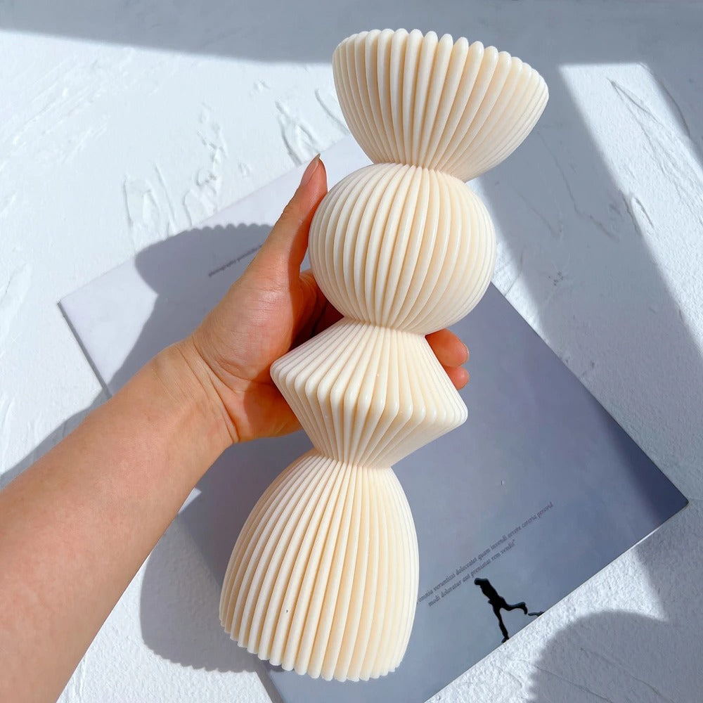 Ribbed Pillar Candle Silicone Mold