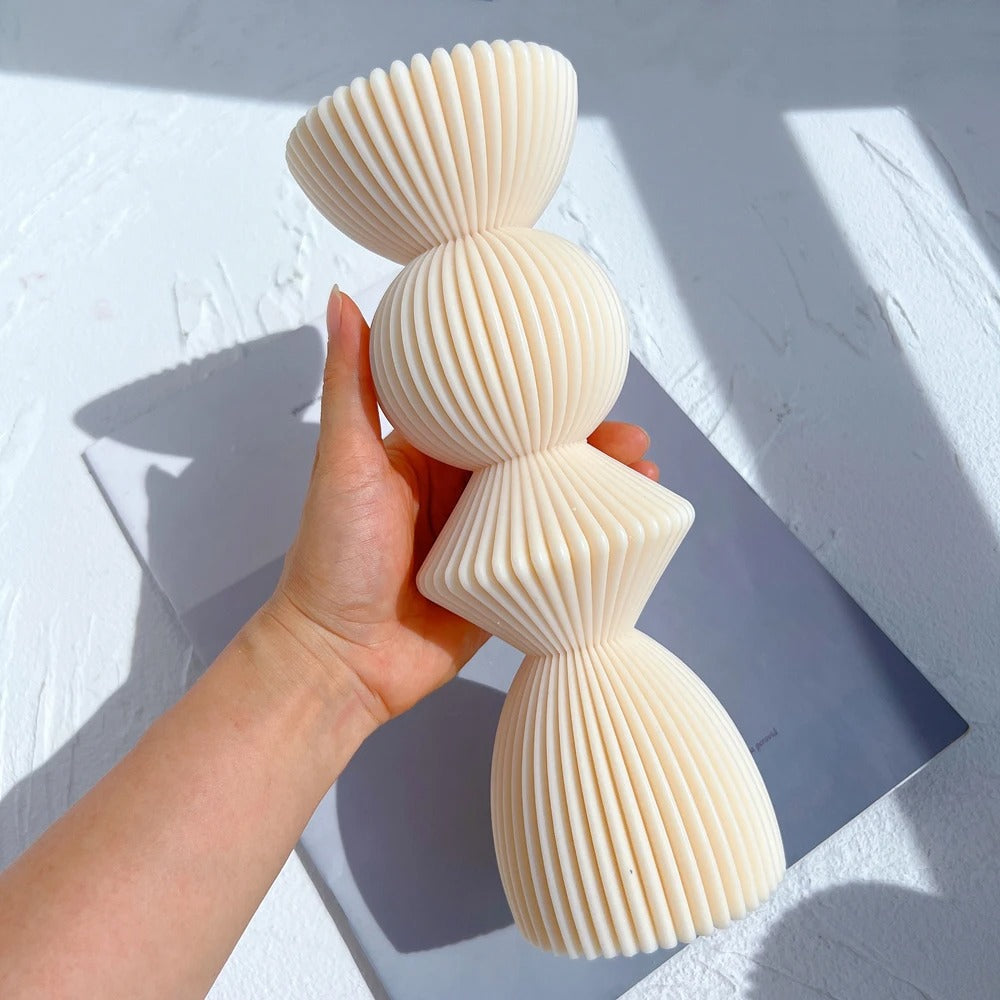 Ribbed Pillar Candle Silicone Mold