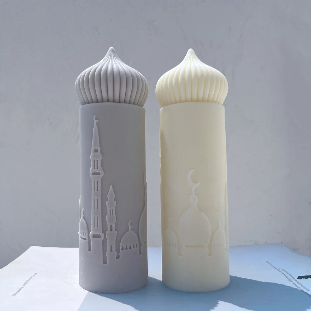Islamic Mosque Silhouette Pillar Candle Silicone Mold
