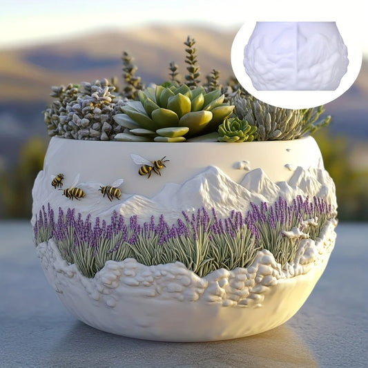 Lavender Flower Field Succulent Plant Pot Mold Casting