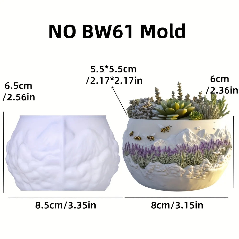 Lavender Flower Field Succulent Plant Pot Mold Casting