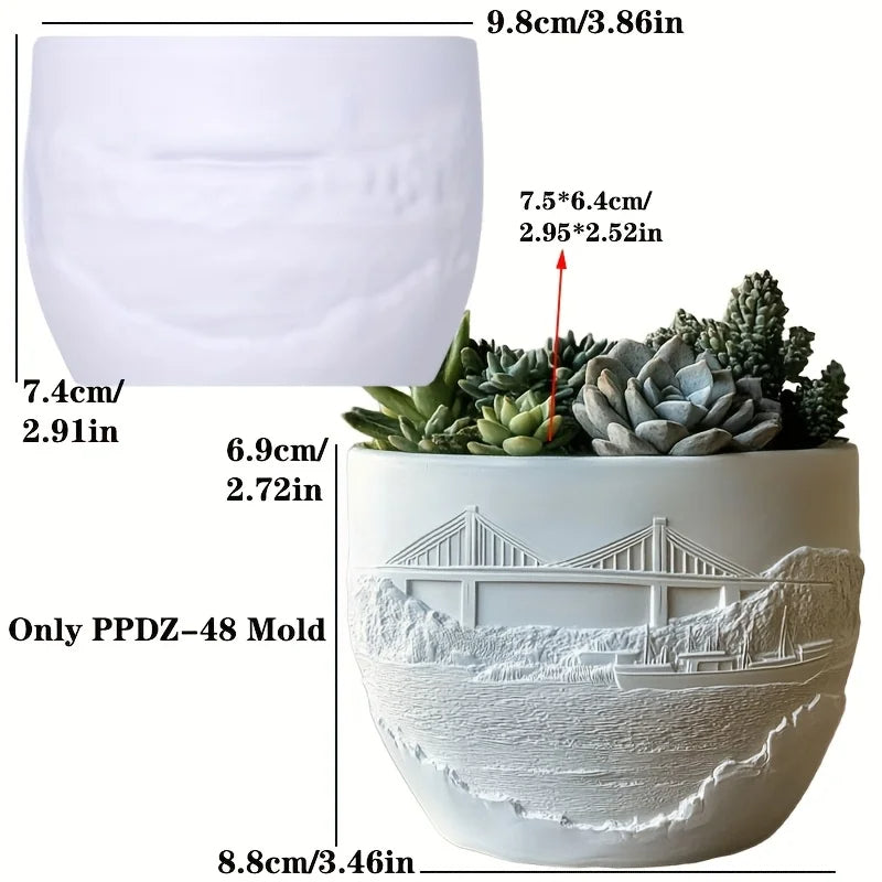 Golden Gate Bridge Succulent Plant Pot Mold Casting