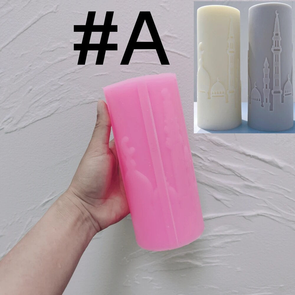 Islamic Mosque Silhouette Pillar Candle Silicone Mold