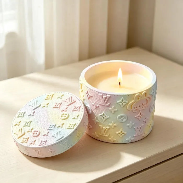 Luxury Monogram Cylinder Silicone Jar Mold for Candle Vessels, Trinket Boxes & Planters