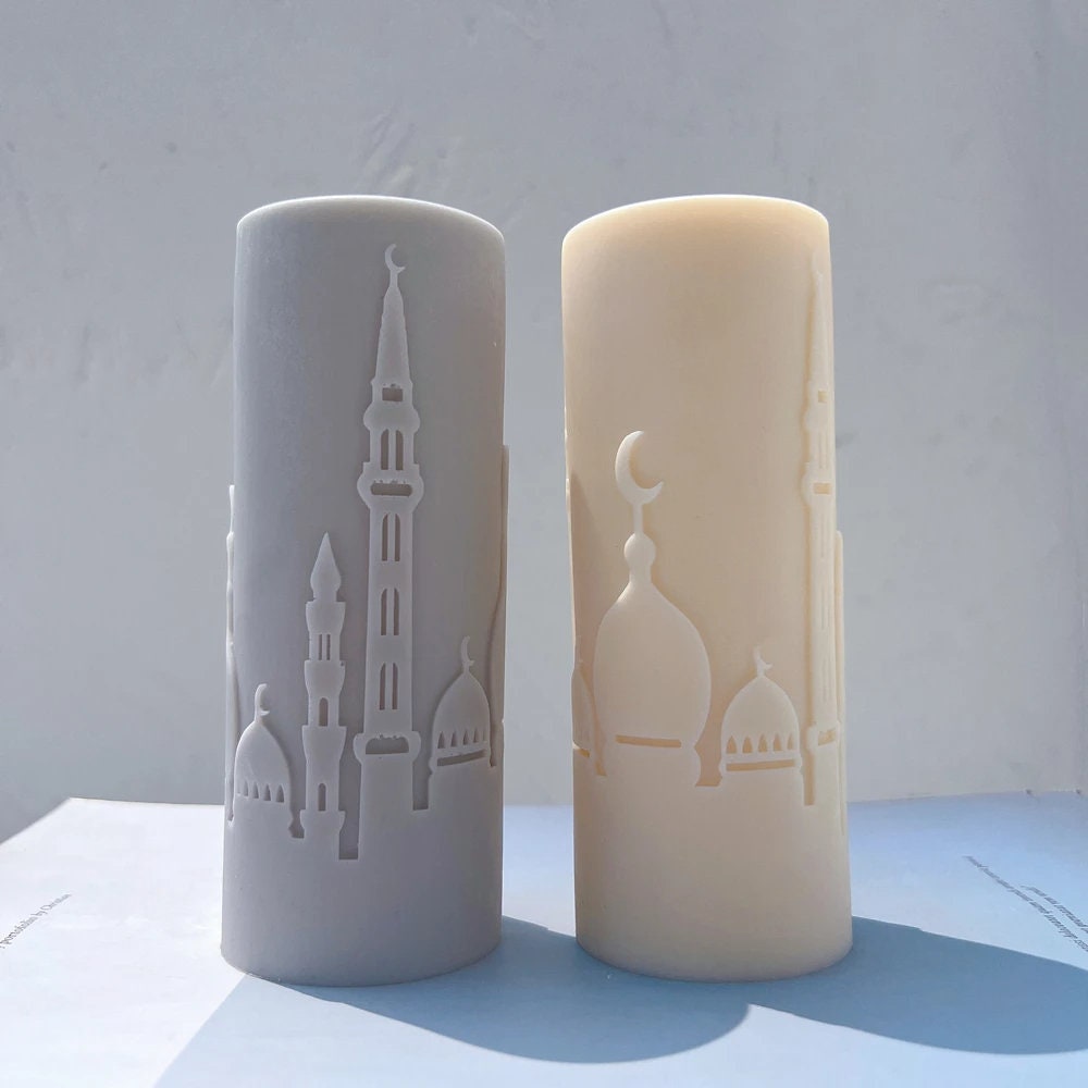 Islamic Mosque Silhouette Pillar Candle Silicone Mold
