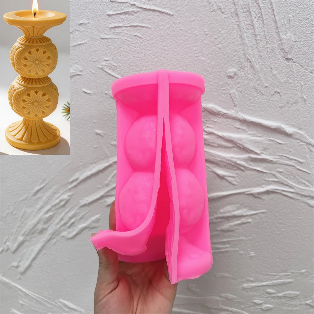 Christmas Pillar Silicone Mold – 2 Sizes for Candle Making, Resin & Concrete