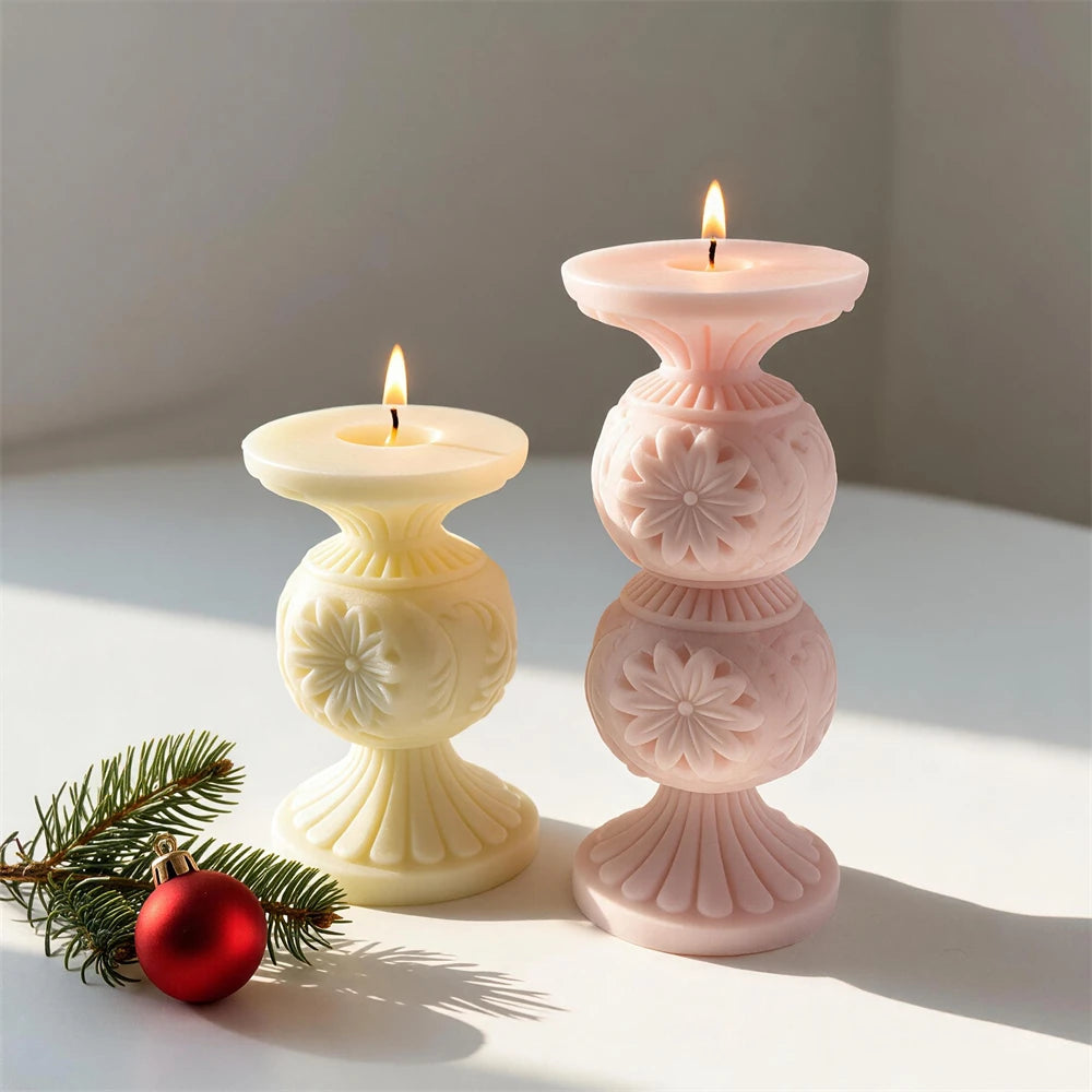 Christmas Pillar Silicone Mold – 2 Sizes for Candle Making, Resin & Concrete
