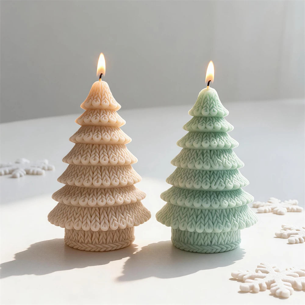 Knit Christmas Tree Silicone Candle Mold