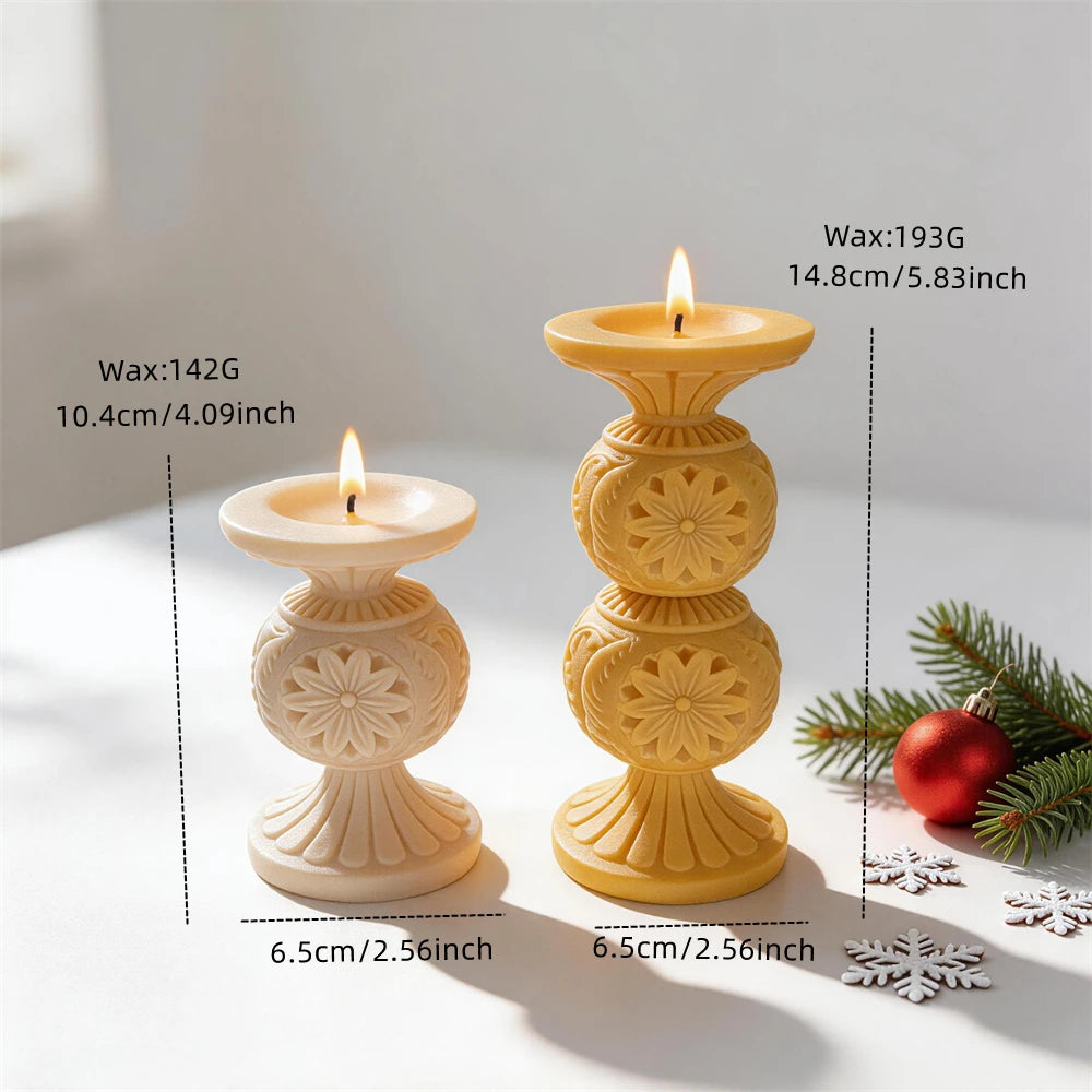 Christmas Pillar Silicone Mold – 2 Sizes for Candle Making, Resin & Concrete