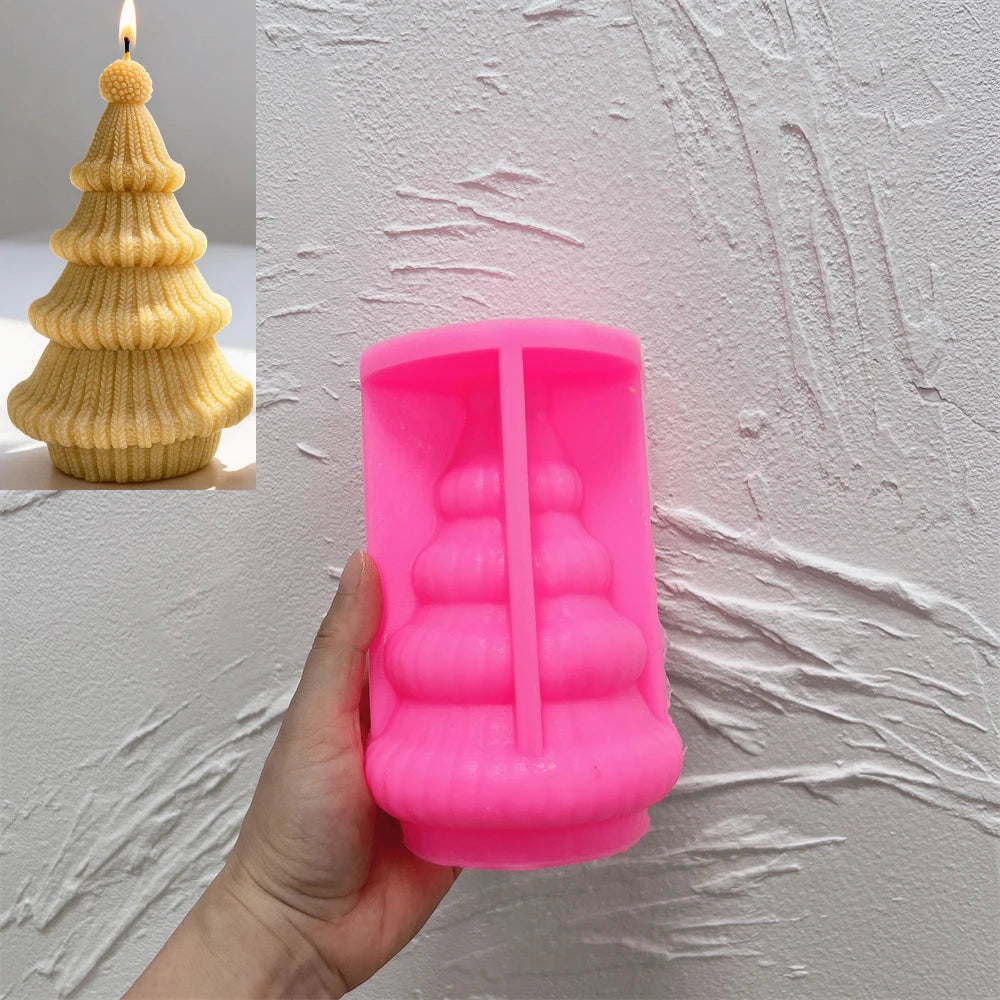 Knit Christmas Tree Silicone Candle Mold