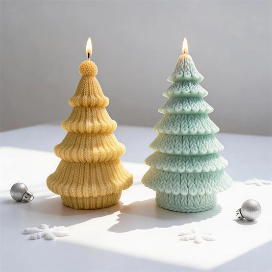 Knit Christmas Tree Silicone Candle Mold