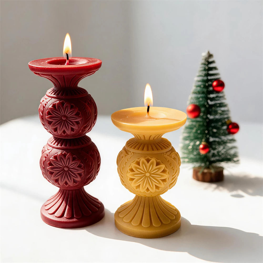 Christmas Pillar Silicone Mold – 2 Sizes for Candle Making, Resin & Concrete