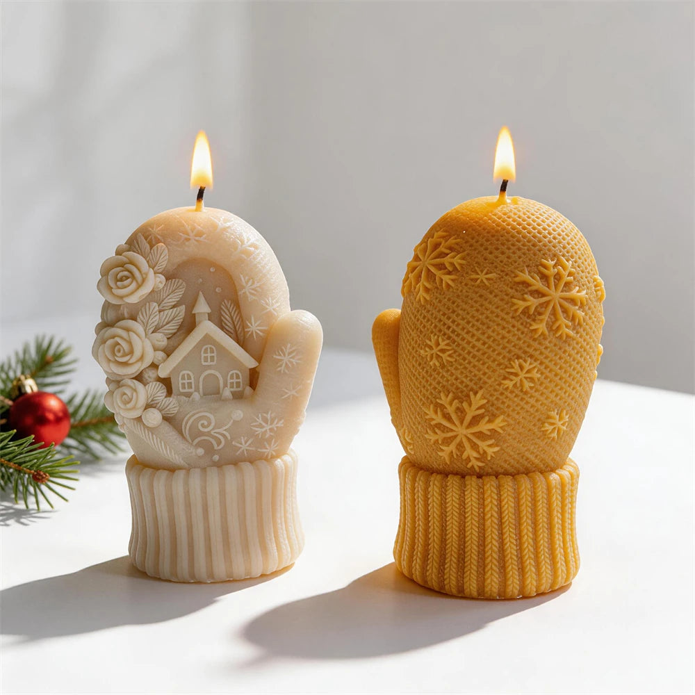 Christmas Knitted Gloves Silicone Candle Mold