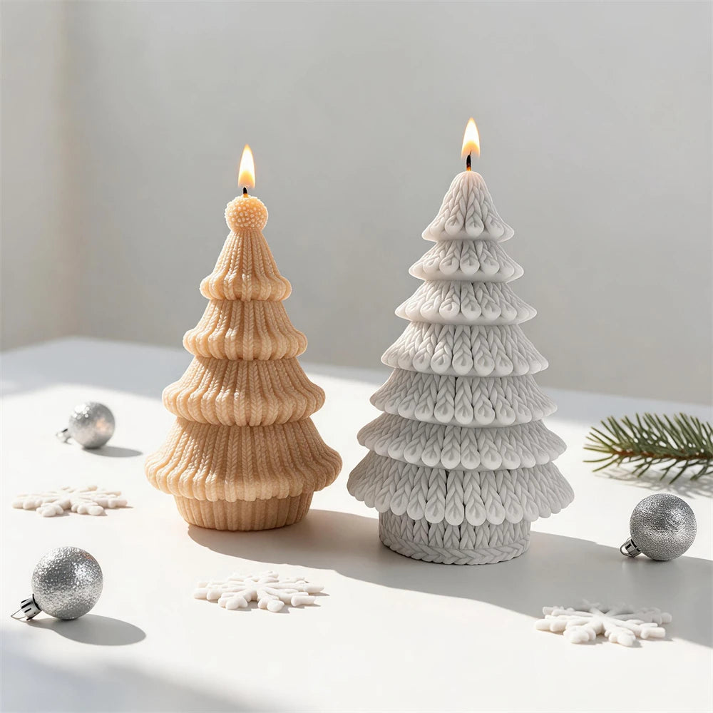 Knit Christmas Tree Silicone Candle Mold