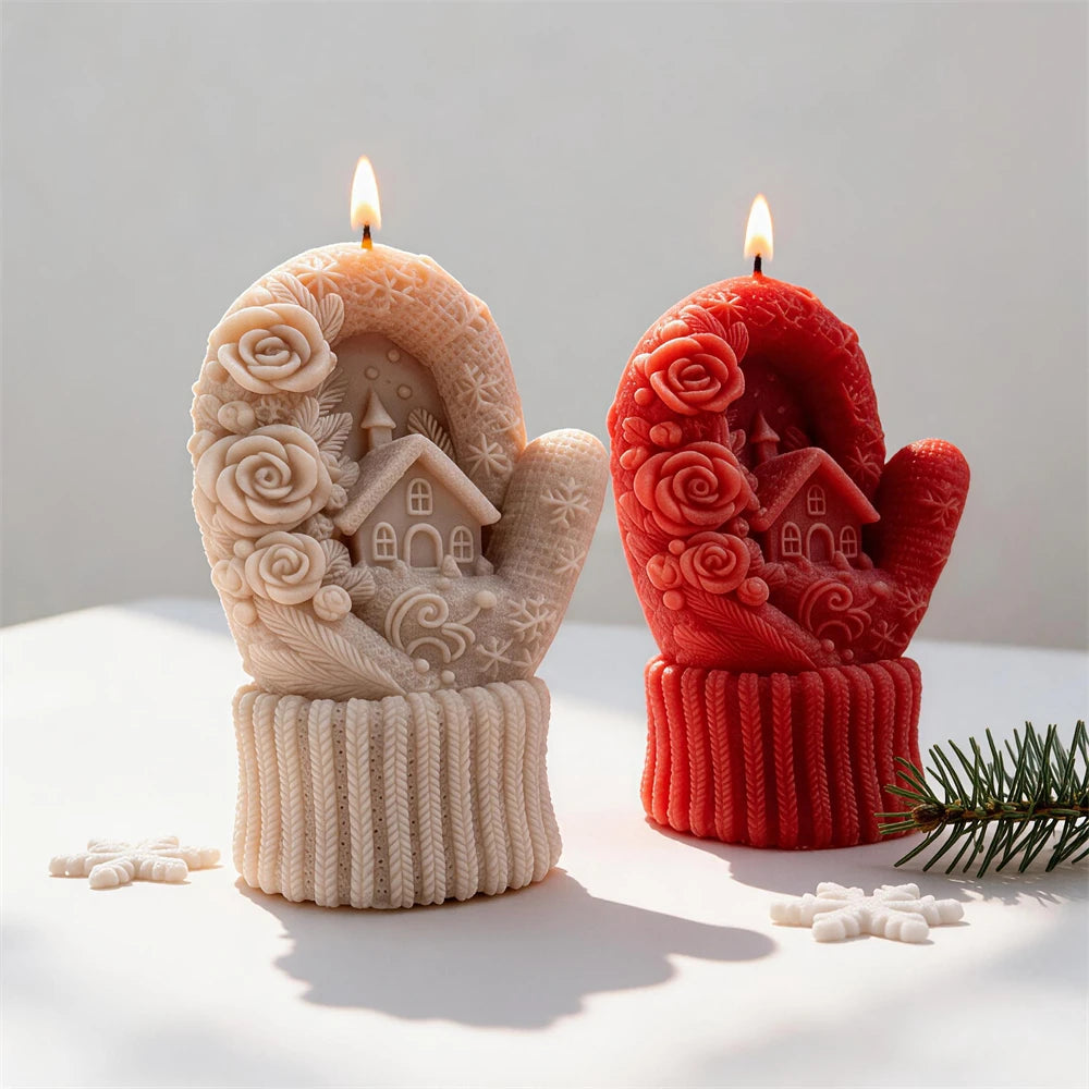 Christmas Knitted Gloves Silicone Candle Mold