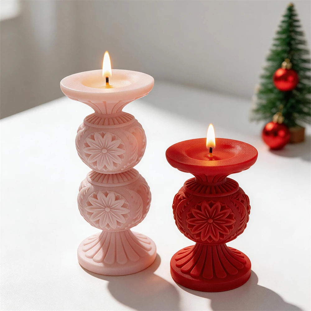 Christmas Pillar Silicone Mold – 2 Sizes for Candle Making, Resin & Concrete
