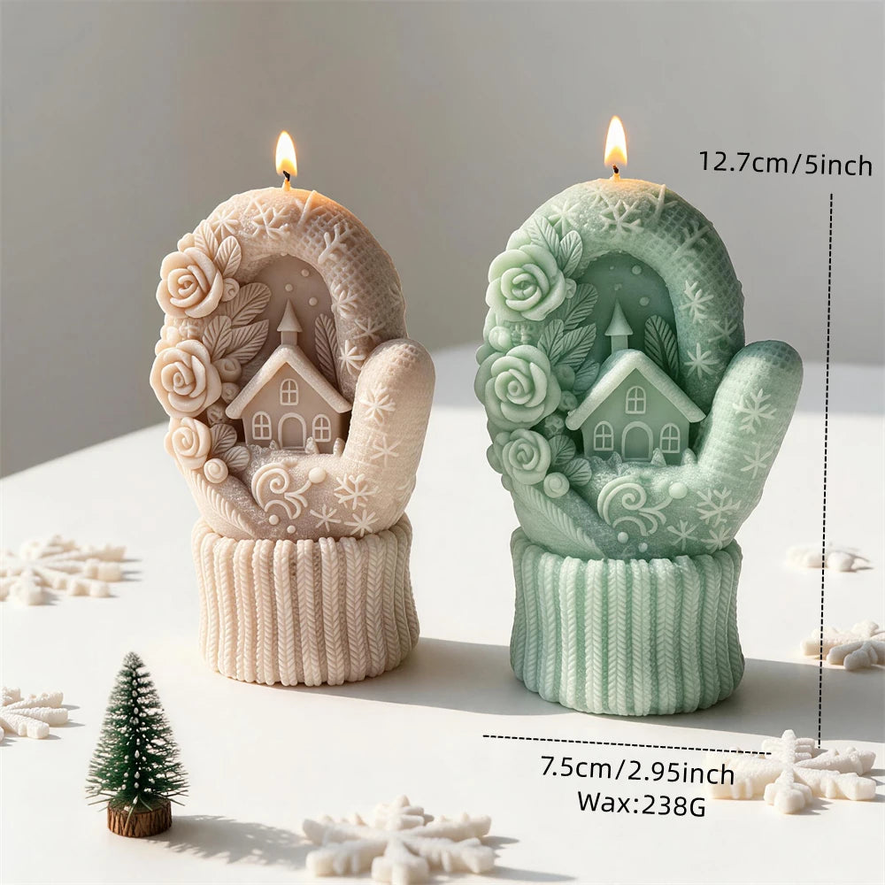 Christmas Knitted Gloves Silicone Candle Mold