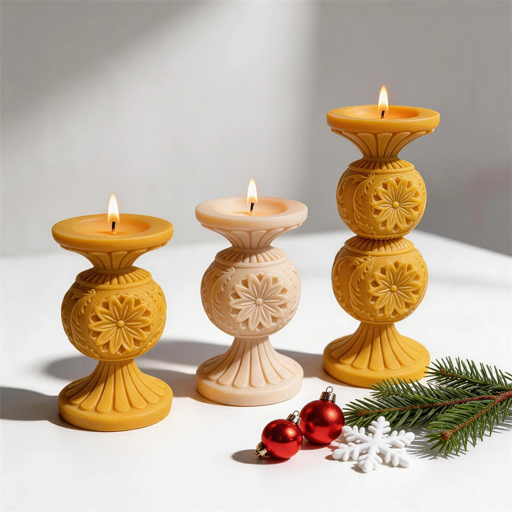 Christmas Pillar Silicone Mold – 2 Sizes for Candle Making, Resin & Concrete