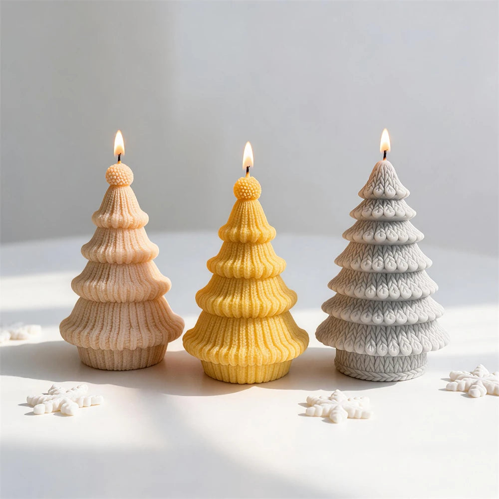 Knit Christmas Tree Silicone Candle Mold
