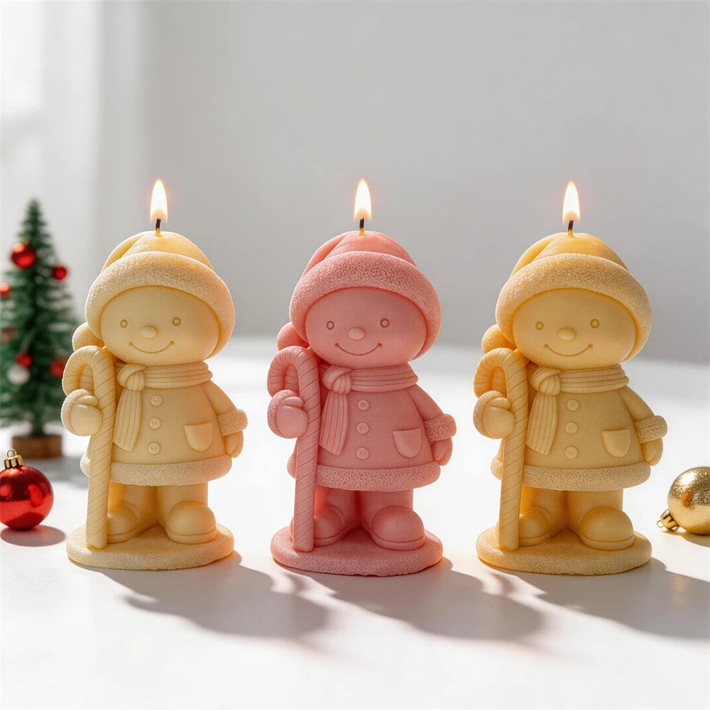 Christmas Gingerbread Snowman Candle Mold