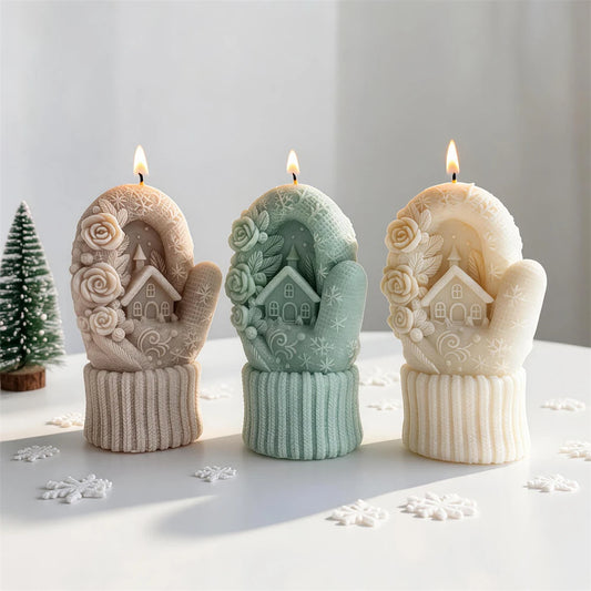 Christmas Knitted Gloves Silicone Candle Mold