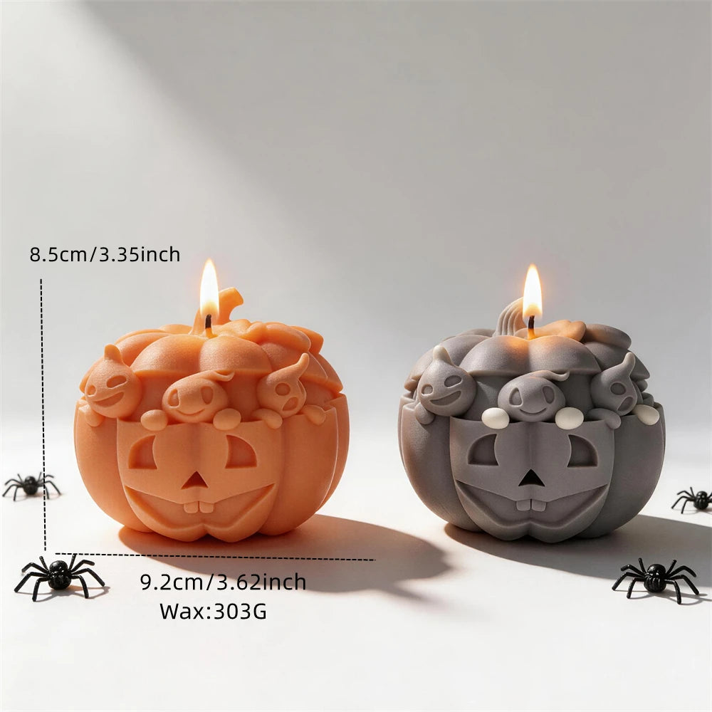 Stacked Pumpkin & Ghost Skeleton Silicone Mold