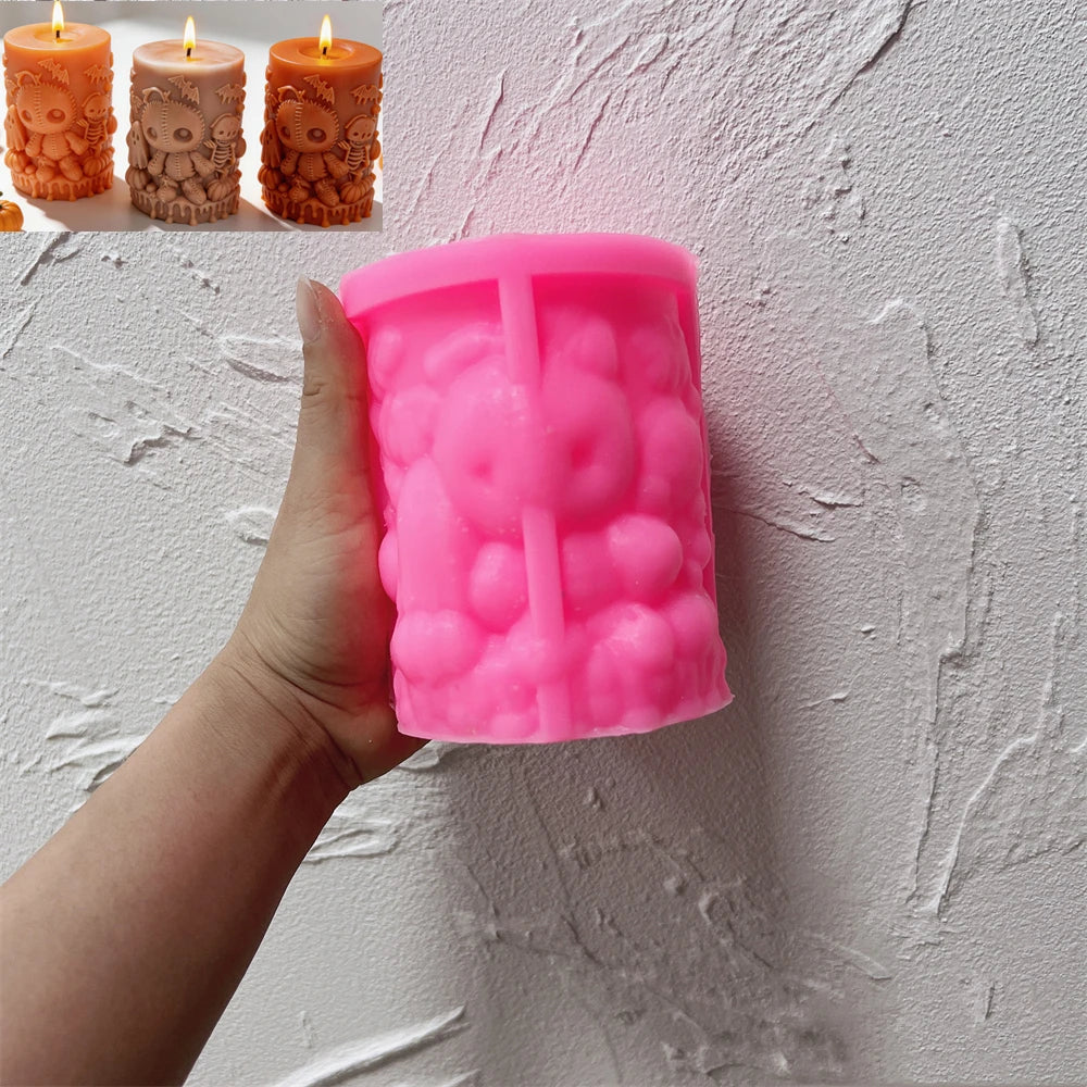 Halloween Skeleton and Ghost Pillar Silicone Mold