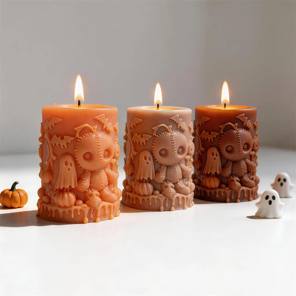 Halloween Skeleton and Ghost Pillar Silicone Mold