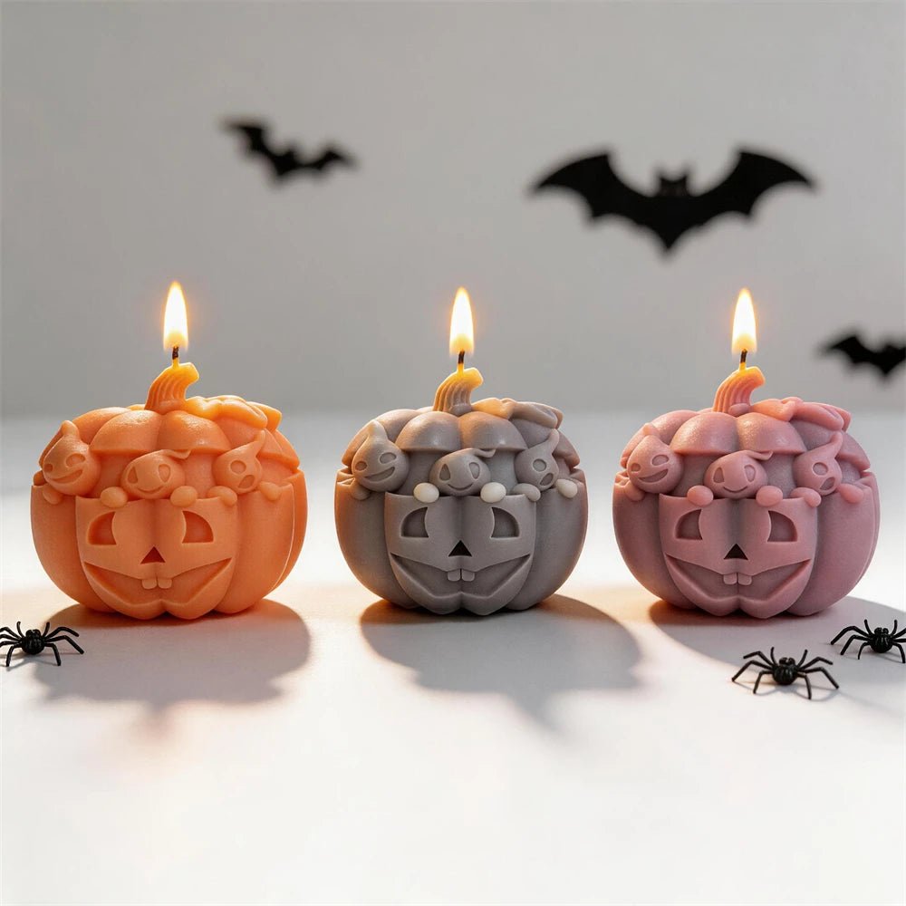 Stacked Pumpkin & Ghost Skeleton Silicone Mold