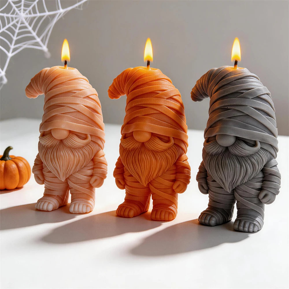 Spooky Halloween Mummy Gnome Candle Silicone Mold