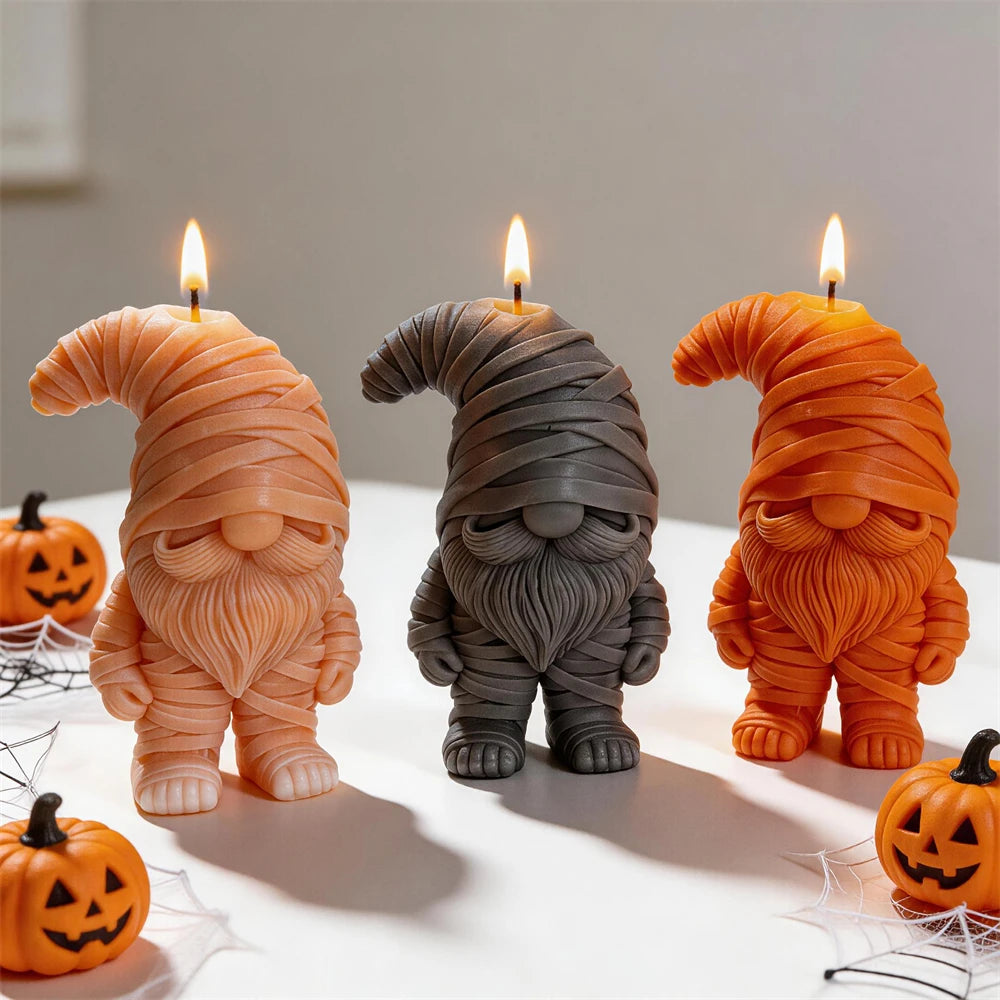 Spooky Halloween Mummy Gnome Candle Silicone Mold