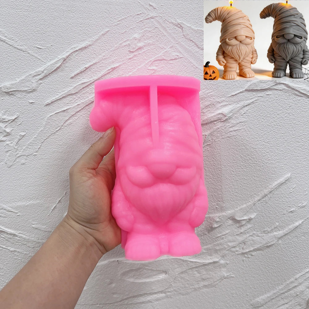 Spooky Halloween Mummy Gnome Candle Silicone Mold