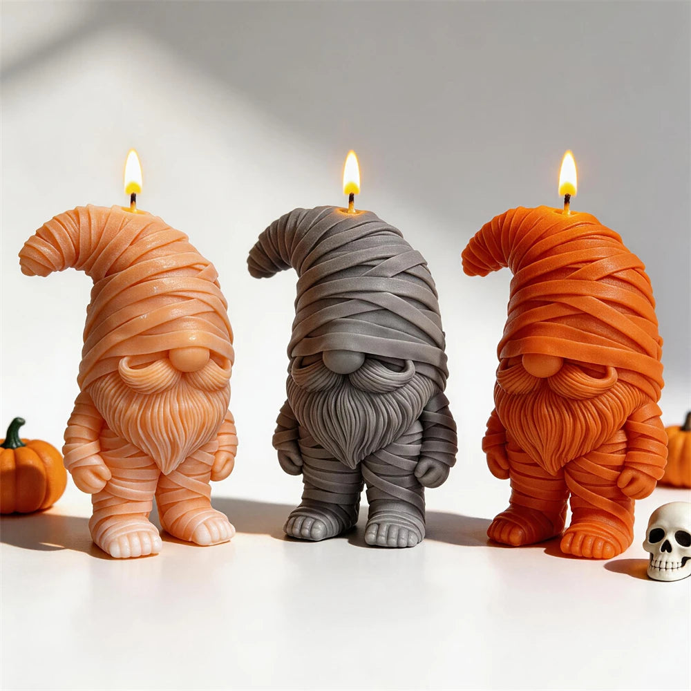 Spooky Halloween Mummy Gnome Candle Silicone Mold